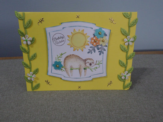 Children Birthday Card Sloth Theme